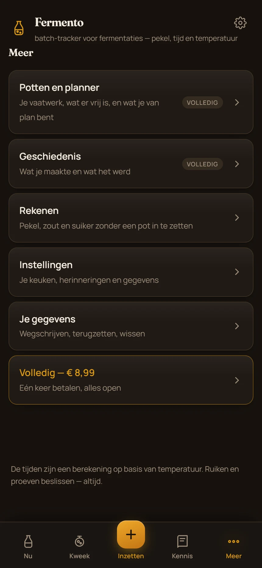 Scherm uit Fermento: Fermenteren